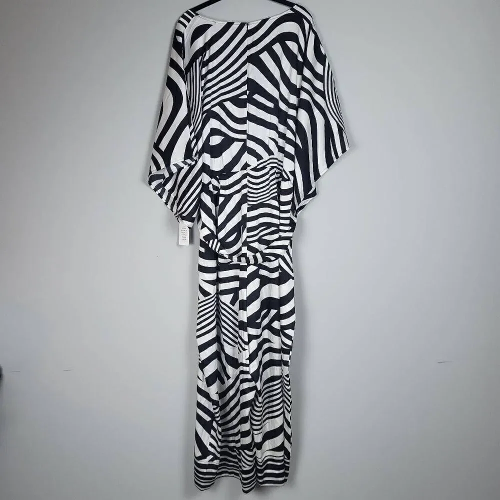 Eloquii Womens Plus 26 3X Wide Leg Jumpsuit Black White Cropped Pockets NWT - Picture 4 of 8